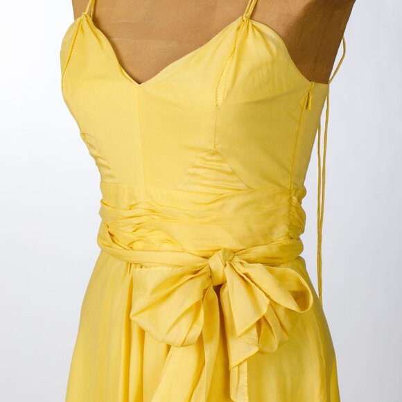 Banana Republic Butter Yellow 100% Cotton Rough Hem Dress Size 0 - Picture 3 of 5
